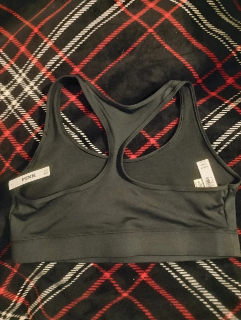 Women's Black Victoria Secret Pink Collection Sports Bra With Rhinestone Logo XL - Picture 2 of 4